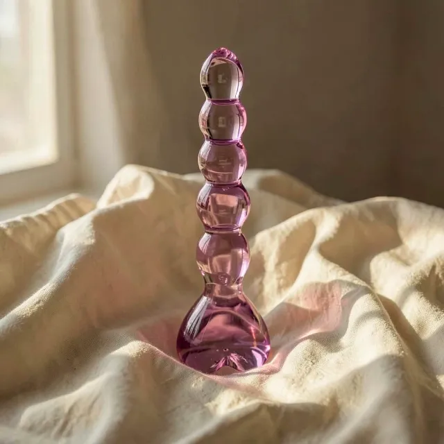Icicles N. 43 dildo in vetro rosa perlato