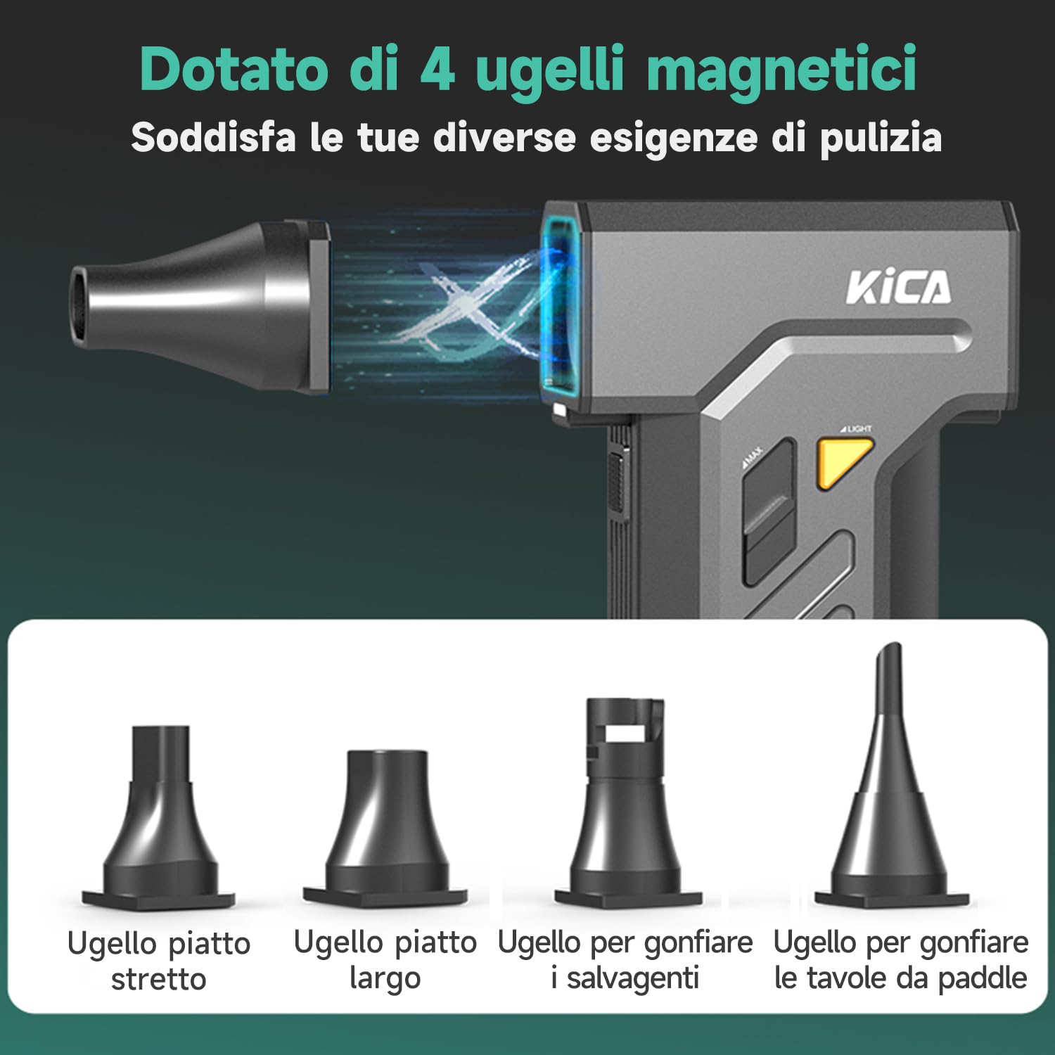 Kica JetFan Ultra spolverino elettrico 48 m/s con LED