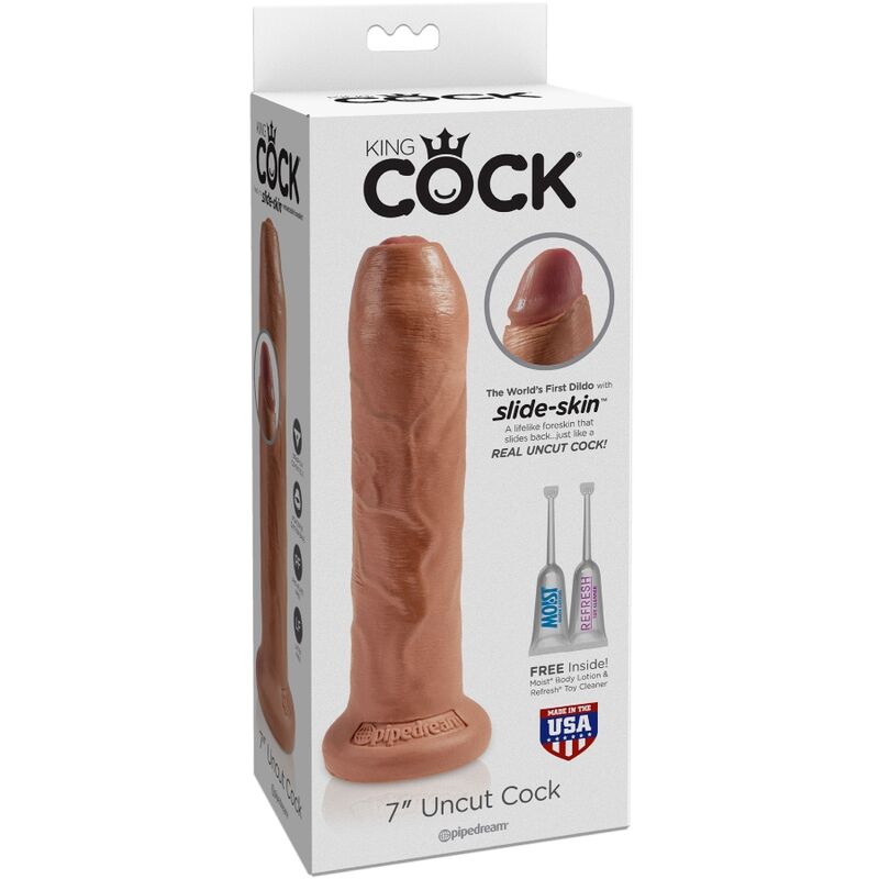 Pipedream King Cock Uncut 17,8 cm dildo caramello ventosa