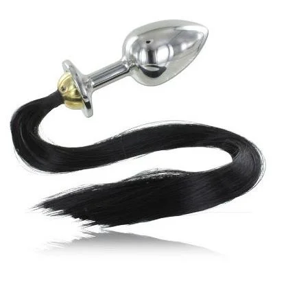 Frutille Metal Hard plug anale in acciaio con coda nera