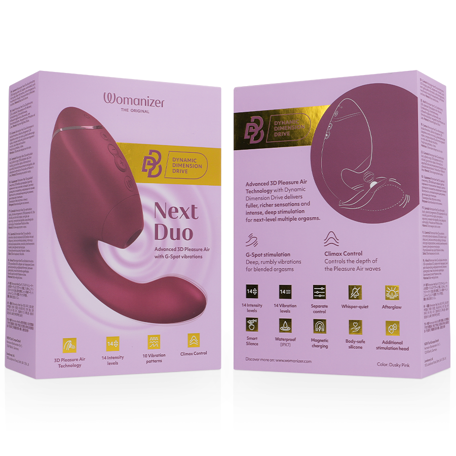 Womanizer Duo Next stimolatore clitoride rosa scuro 3D