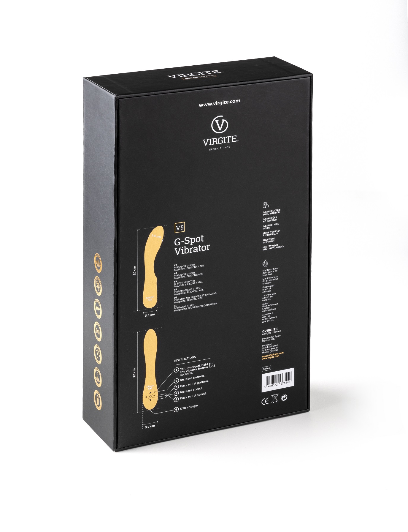 Love Hit by Virgite V5 vibratore ricaricabile nero curvo