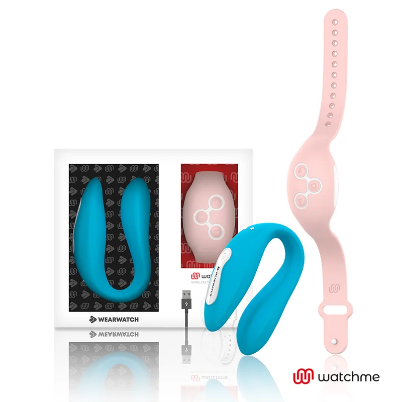 WEARWATCH Dual Vibratore coppia a U indigo rosa telecomando