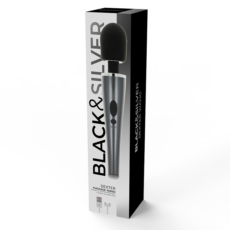 Black&Silver Dexter wand vibratore bacchetta silicone