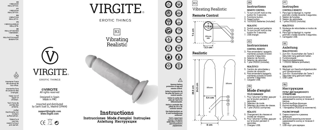 Love Hit R3 vibratore realistico 24,5 cm con telecomando