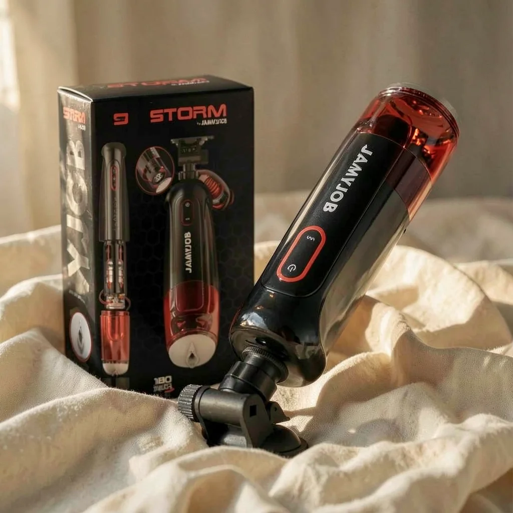 Jamyjob Storm masturbatore rotante con aspirazione nero
