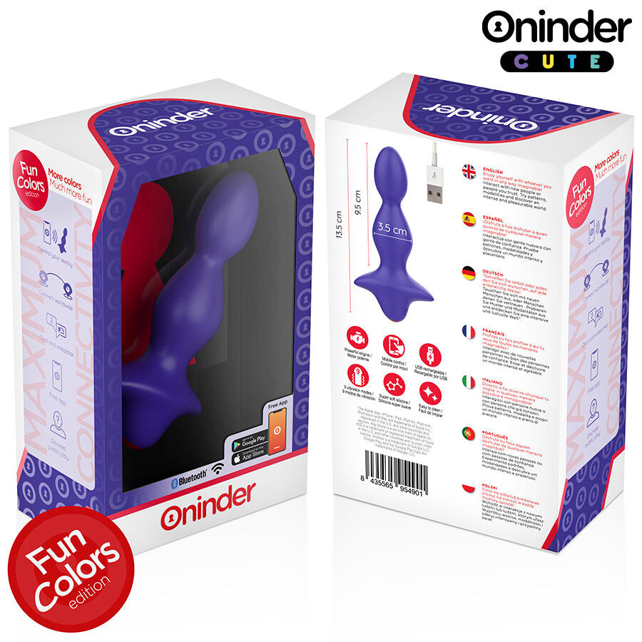 Oninder Cute plug anale vibrante viola con app