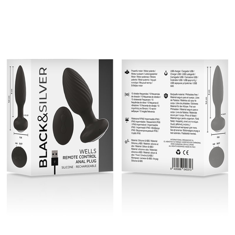 Black&Silver Welss plug anale vibrante rotante unisex