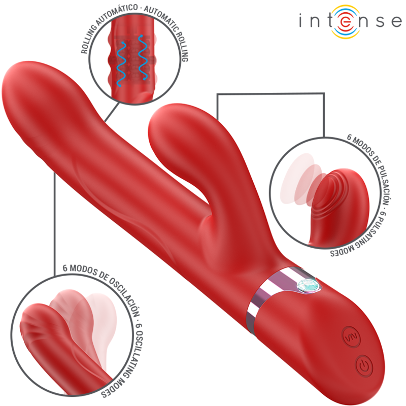 Intense Lele vibratore rotante rosso 3 in 1