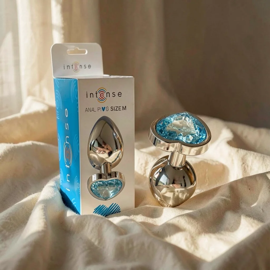 Intense Cuore Blu M plug anale metallo gioiello blu