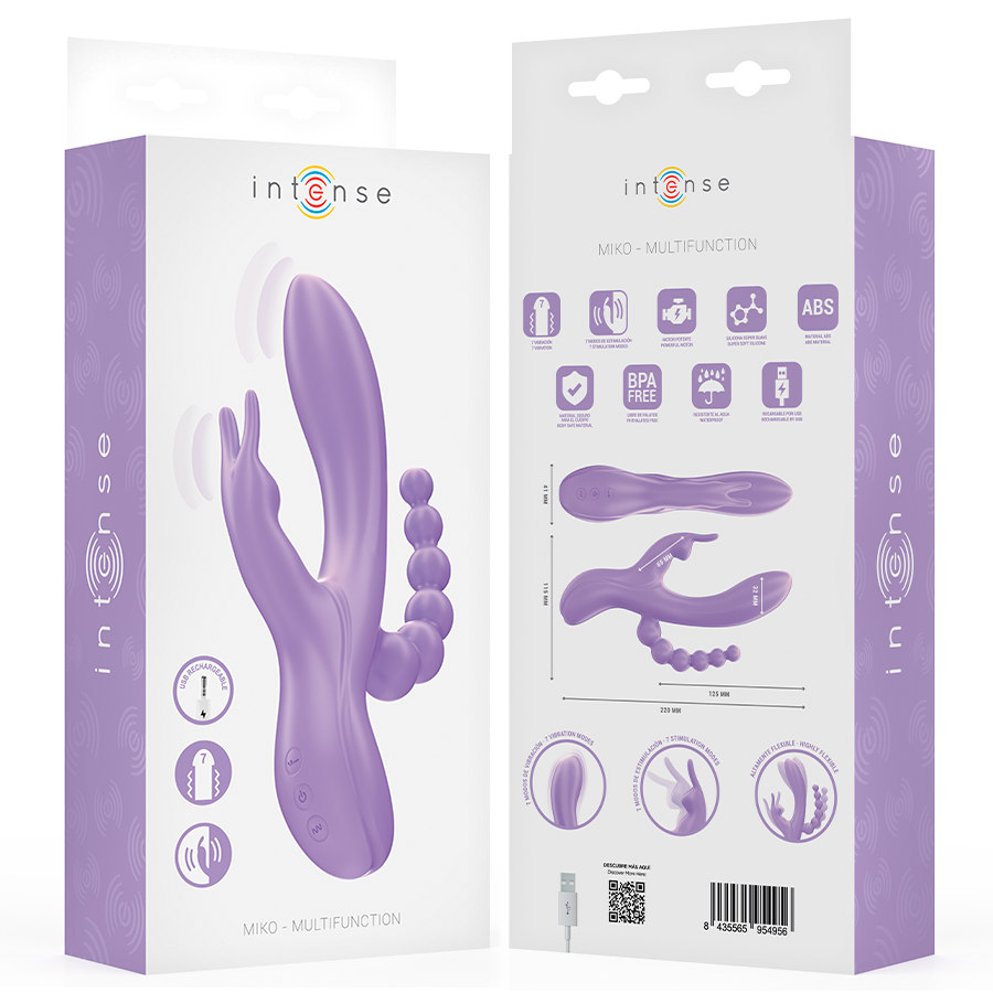 Intense Miko vibratore rabbit triplo viola impermeabile