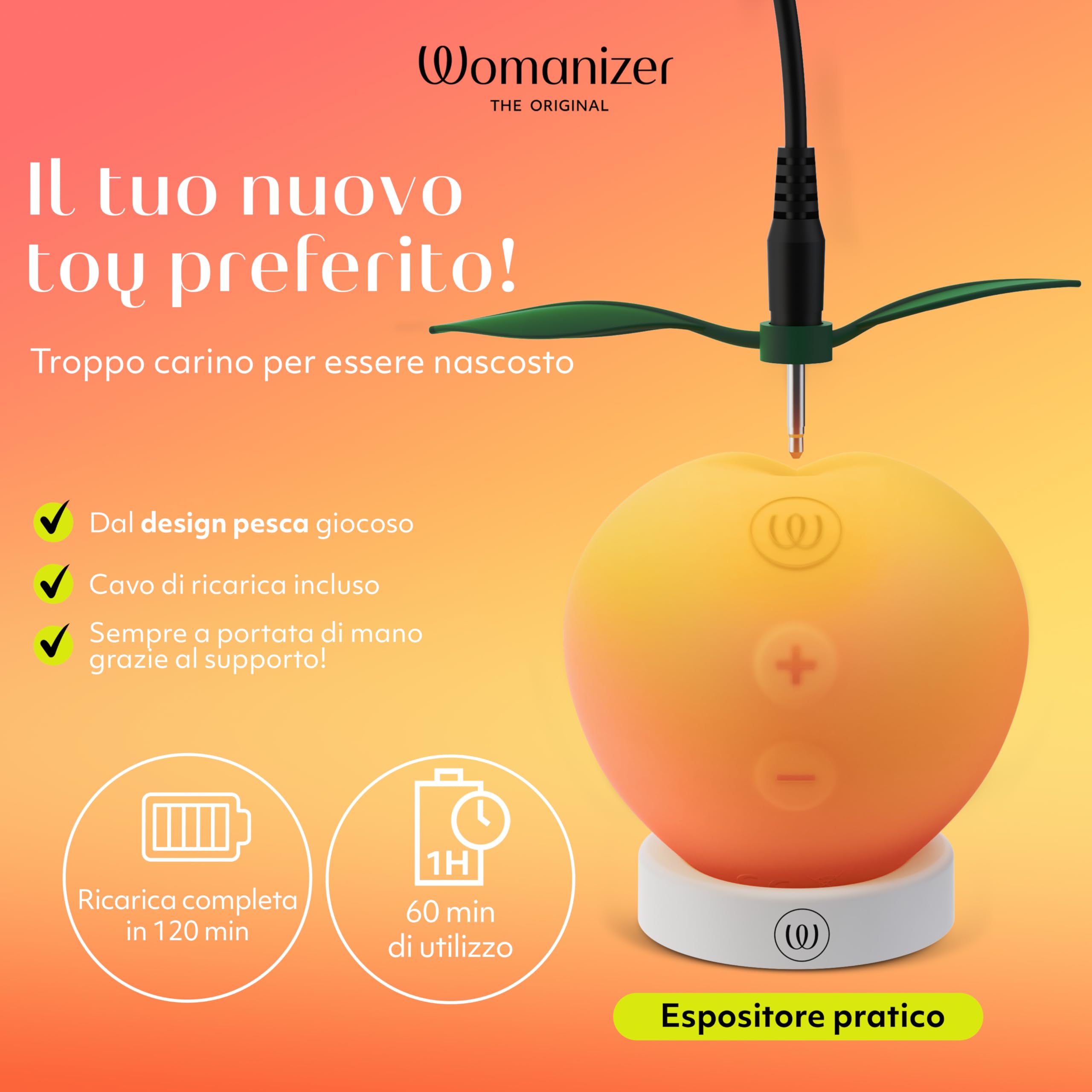 Womanizer Peach succhia clitoride 14 intensità impermeabile