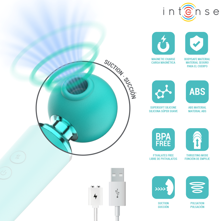 Hamby Intense vibratore succhiatore turchese 3 in 1