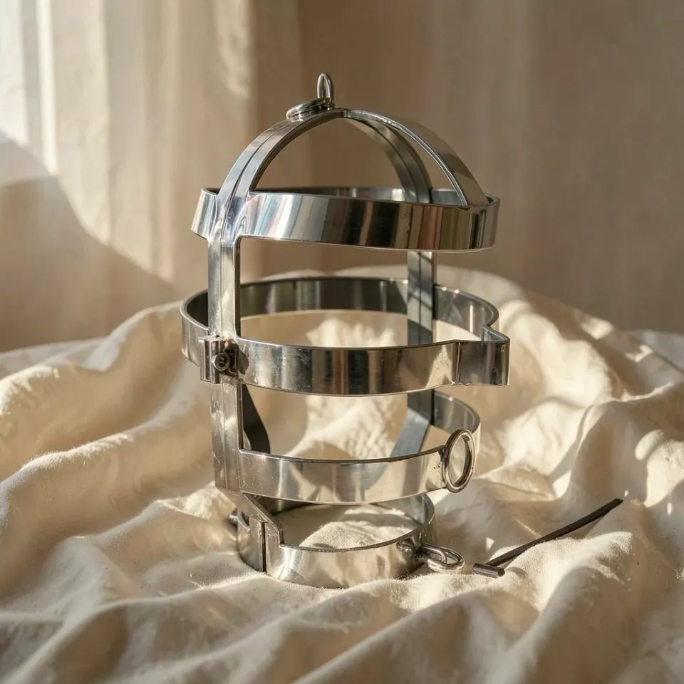 Metal Hard maschera con collare in acciaio BDSM