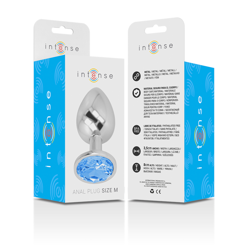 Intense Gioiello Blu plug anale M in metallo