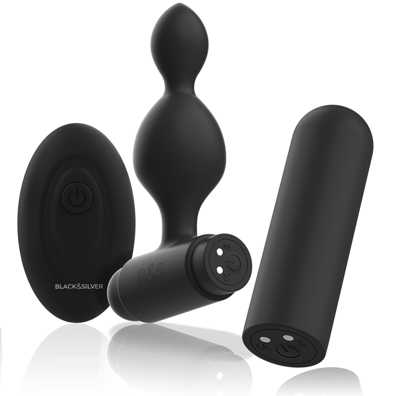 Black&Silver Tucker plug vibrante con telecomando 8 cm