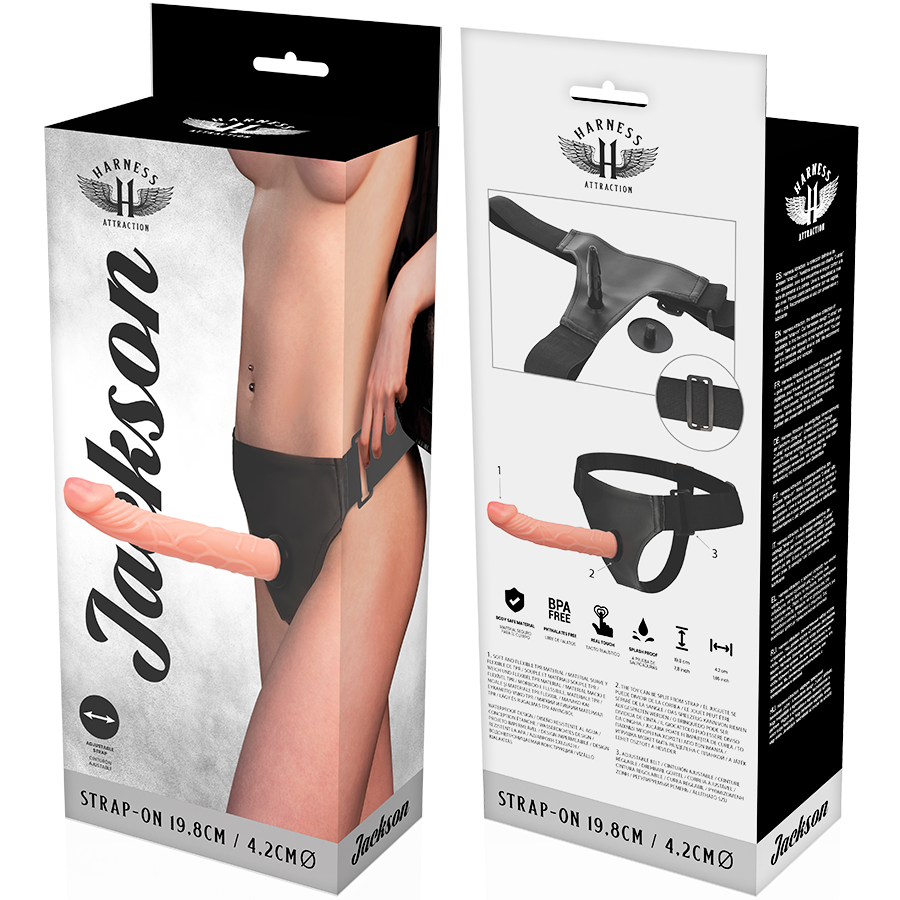 Attraction Jackson harness strap-on TPR 19,8 cm regolabile