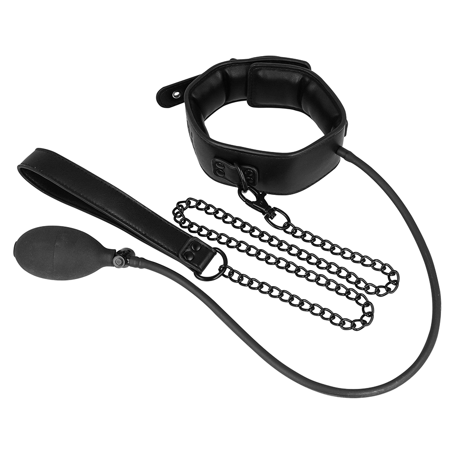 Fetish Submissive collare gonfiabile bondage ecopelle catena