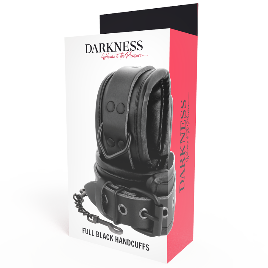 Darkness manette ecopelle nera polsi caviglie regolabili