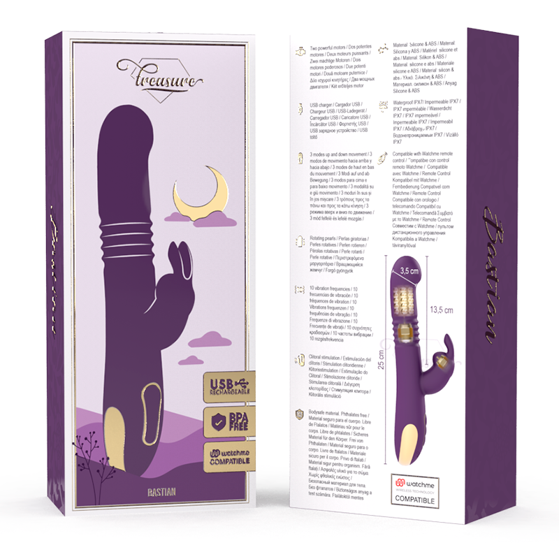 Treasure Bastian vibratore rabbit rotante con spinta