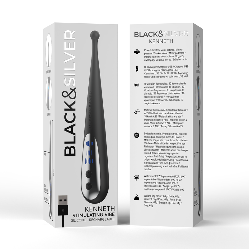 Black&Silver Kenneth Stimulating Vibe stimolatore intimo 19 cm