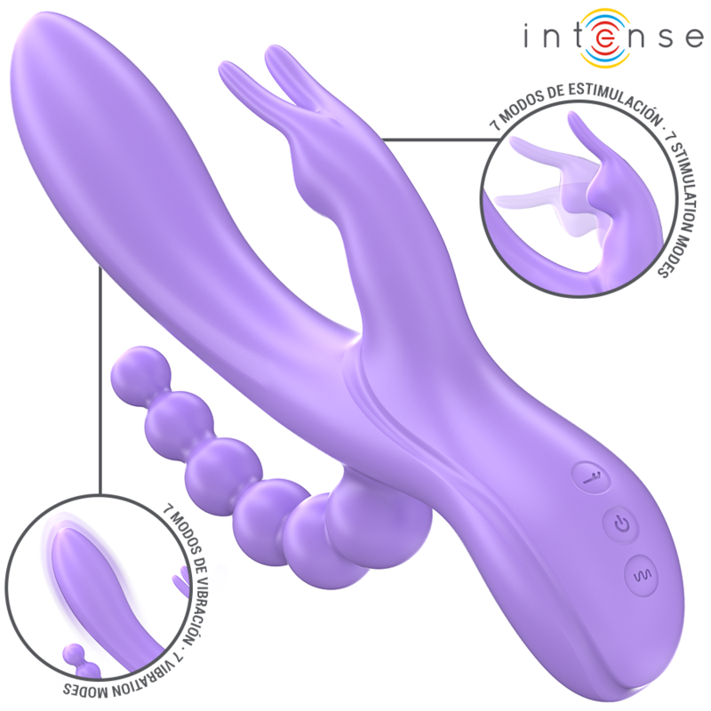 Intense Miko vibratore rabbit triplo viola impermeabile