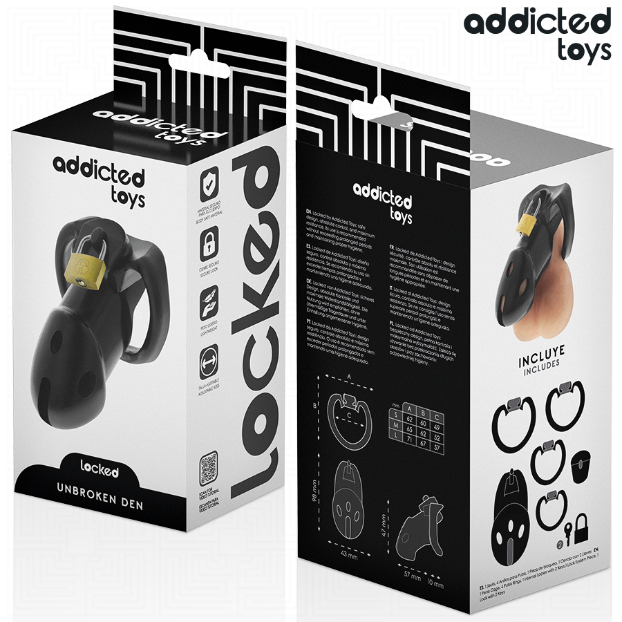 Addicted Toys Locked Den gabbia castità 3 anelli