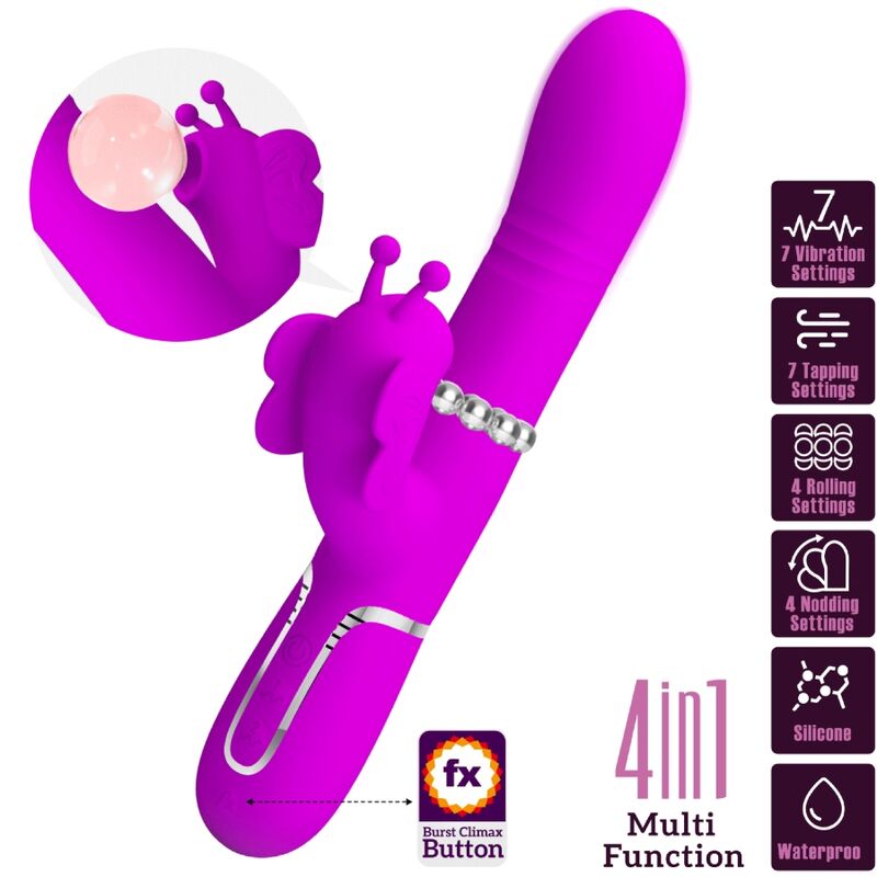 Pretty Love Farfalla 4 in 1 vibratore fucsia multifunzione