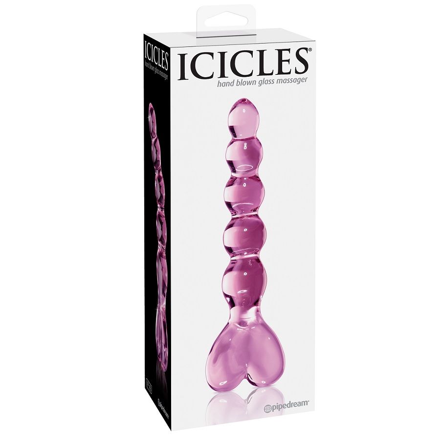 Icicles N. 43 dildo in vetro rosa perlato