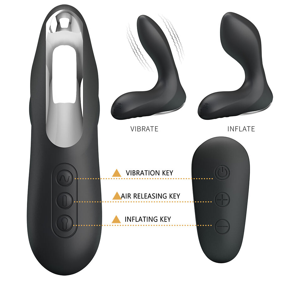 MR Play Plug Prostatico Gonfiabile plug nero con telecomando