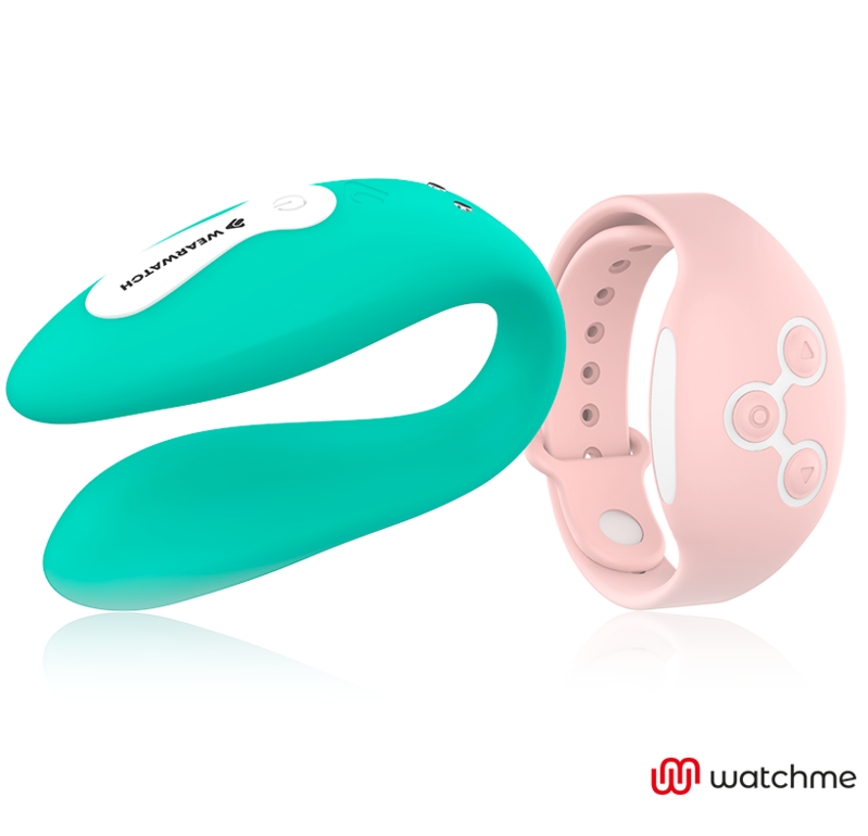 Wearwatch Dual vibratore di coppia acquamarina rosa con orologio