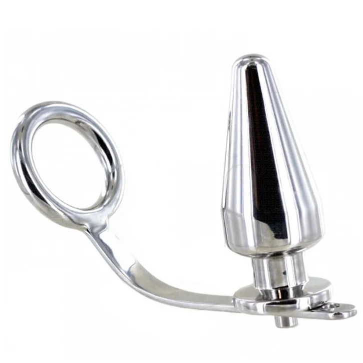 Metal Hard anello fallico con plug anale acciaio 45 mm