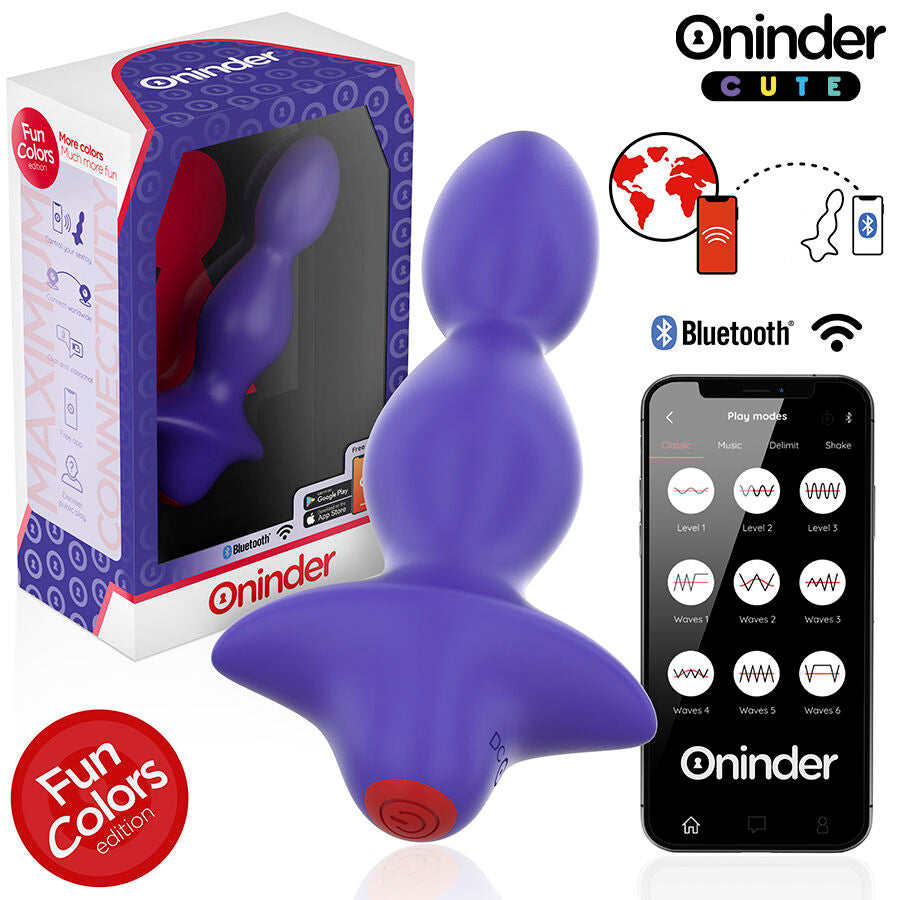 Oninder Cute plug anale vibrante viola con app