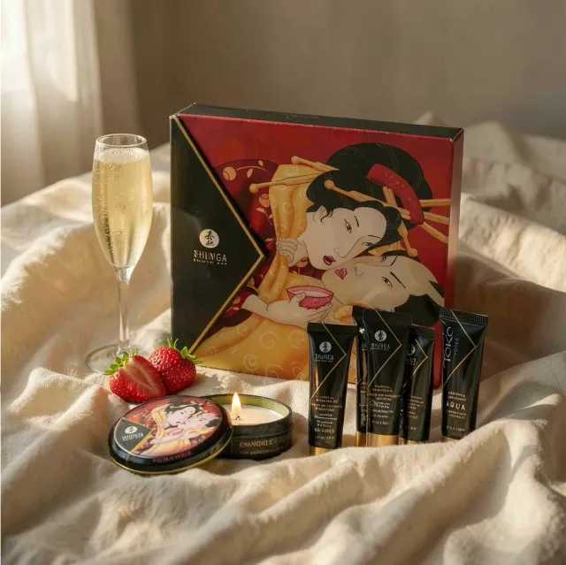 Shunga Kit Segreto Geisha kit massaggio fragole cava 5 pz