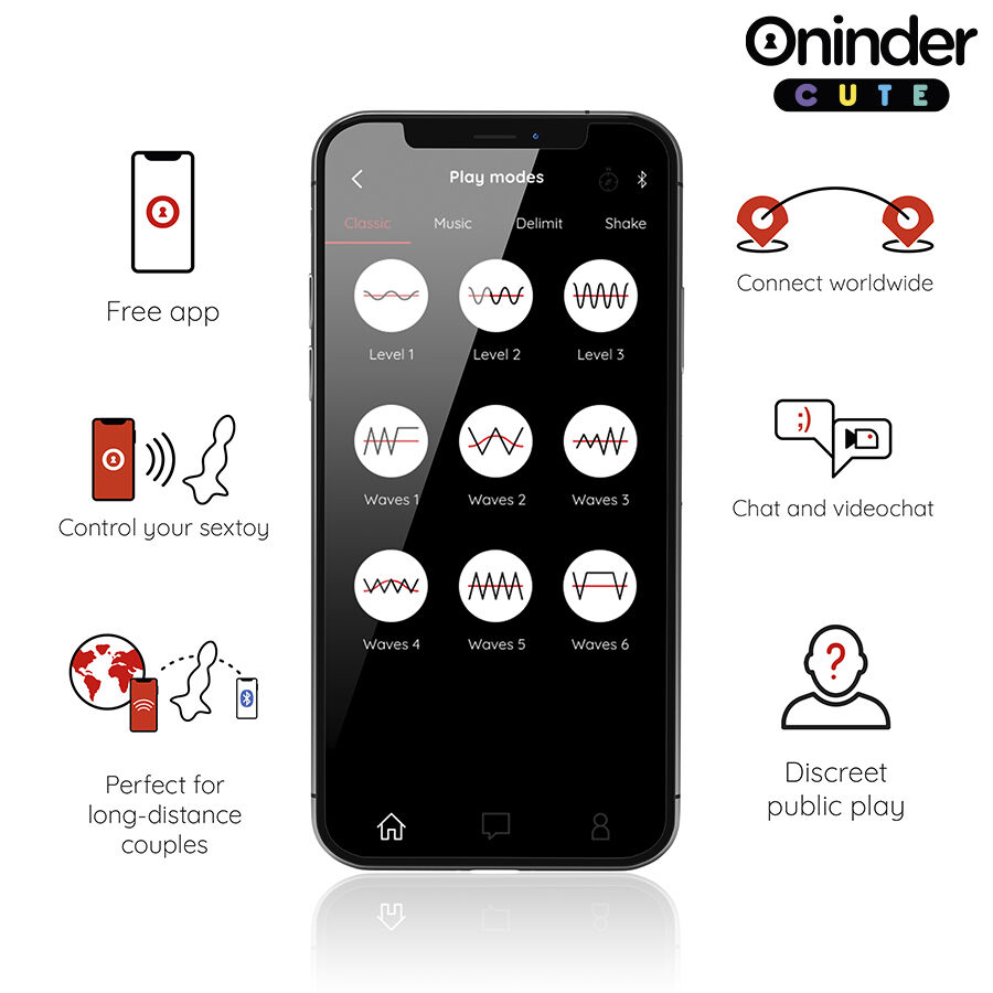 ONINDER CUTE Love Butt plug anale vibrante con app