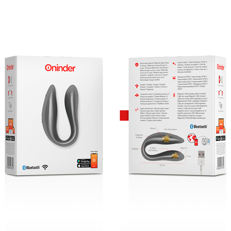 Oninder Double Pleasure vibratore di coppia nero con app