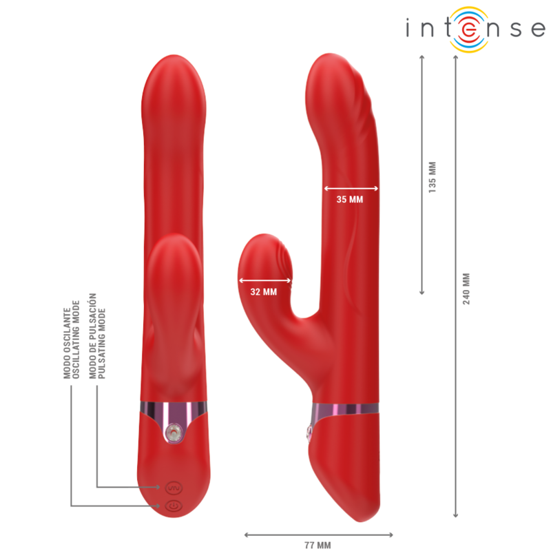 Intense Lele vibratore rotante rosso 3 in 1