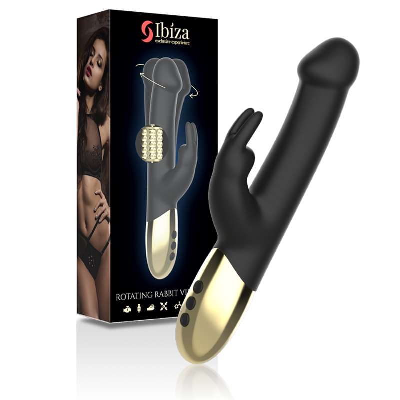 Ibiza Rotante e Coniglio vibratore punto G clitoride nero