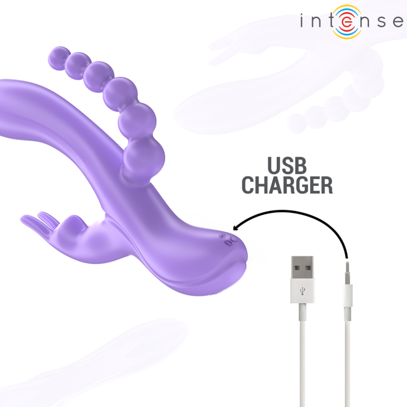 Intense Miko vibratore rabbit triplo viola impermeabile