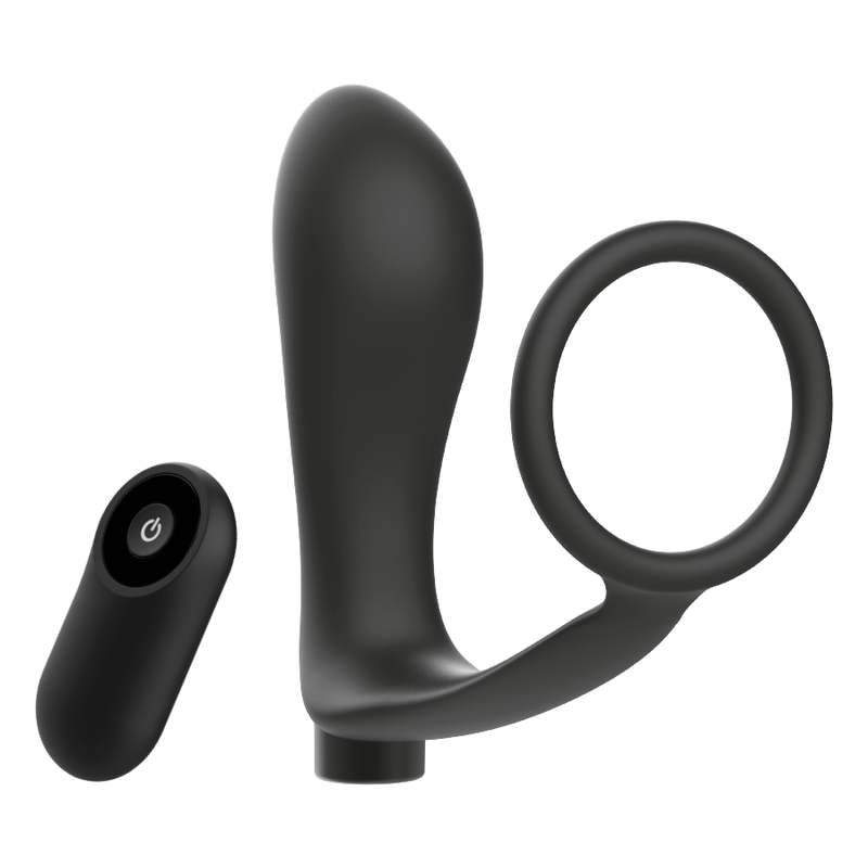 Addicted Toys cockring con plug anale vibrante nero telecomando