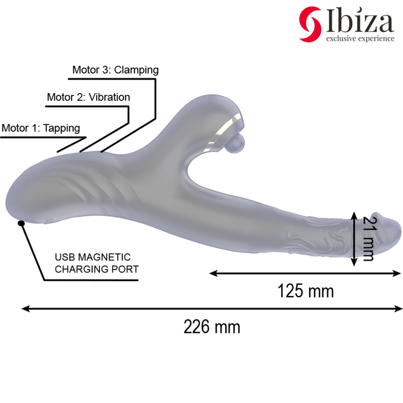 Ibiza Sex Toys Two Dragons Rabbit Vibratore Nero