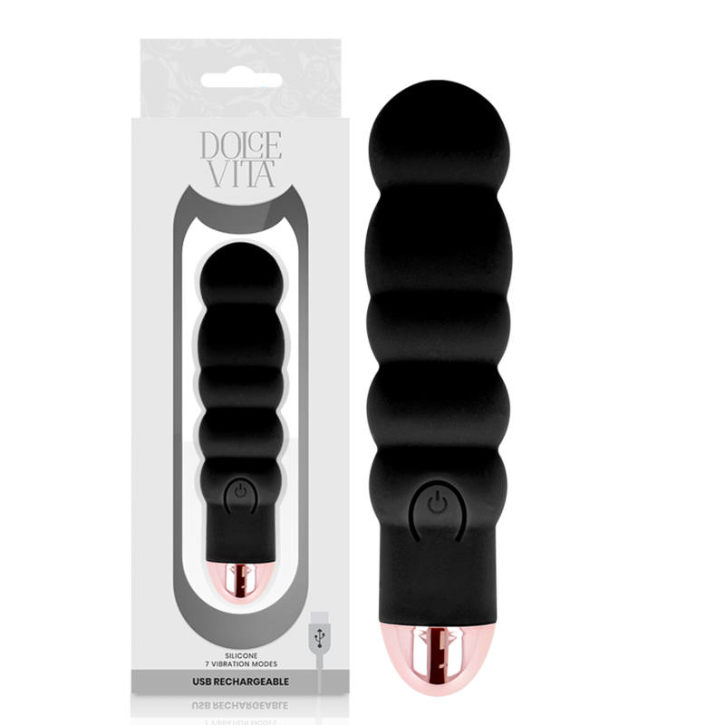 Dolce Vita Sei Nero vibratore in silicone nero 13 cm