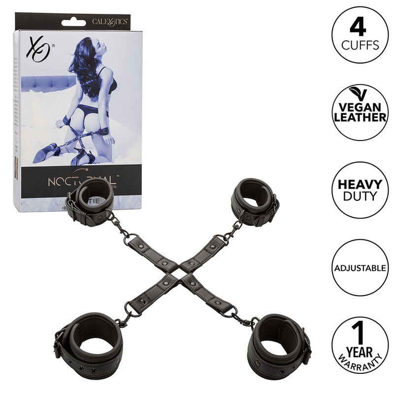 CalExotics Nocturnal Hog Tie set bondage 4 polsini nero
