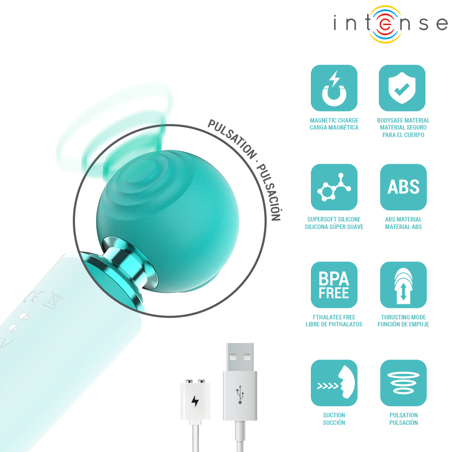 Hamby Intense vibratore succhiatore turchese 3 in 1