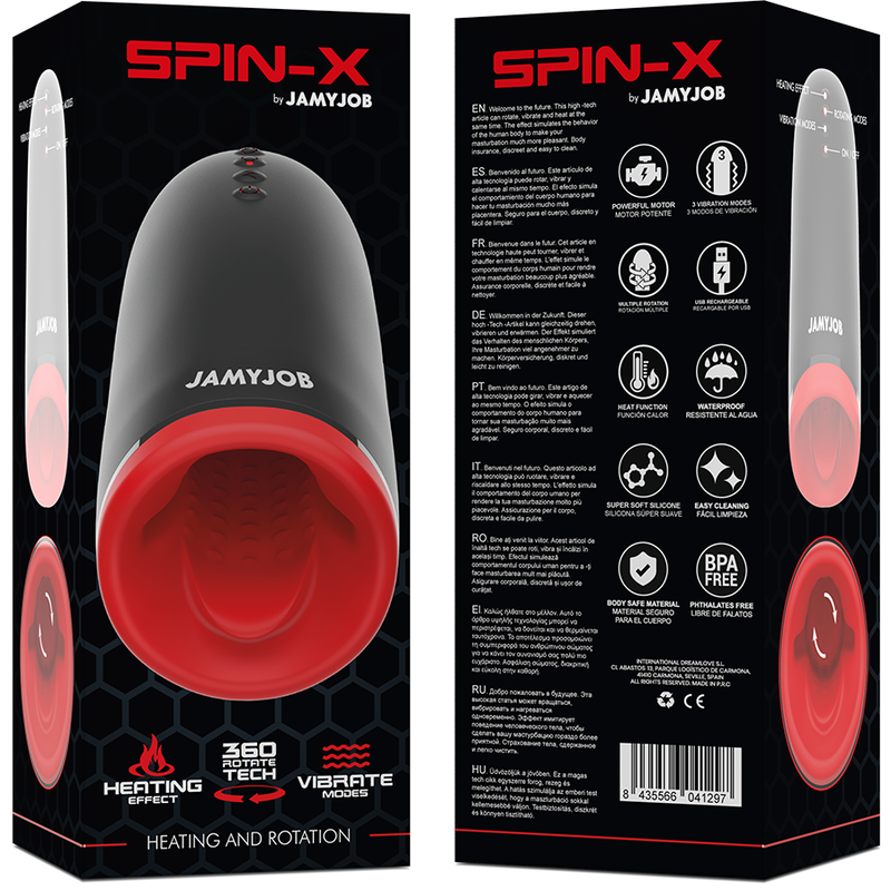 JamyJob Spin-X Masturbatore Riscaldante Rotante Silicone