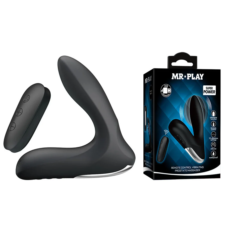MR Play Plug Prostatico Gonfiabile plug nero con telecomando