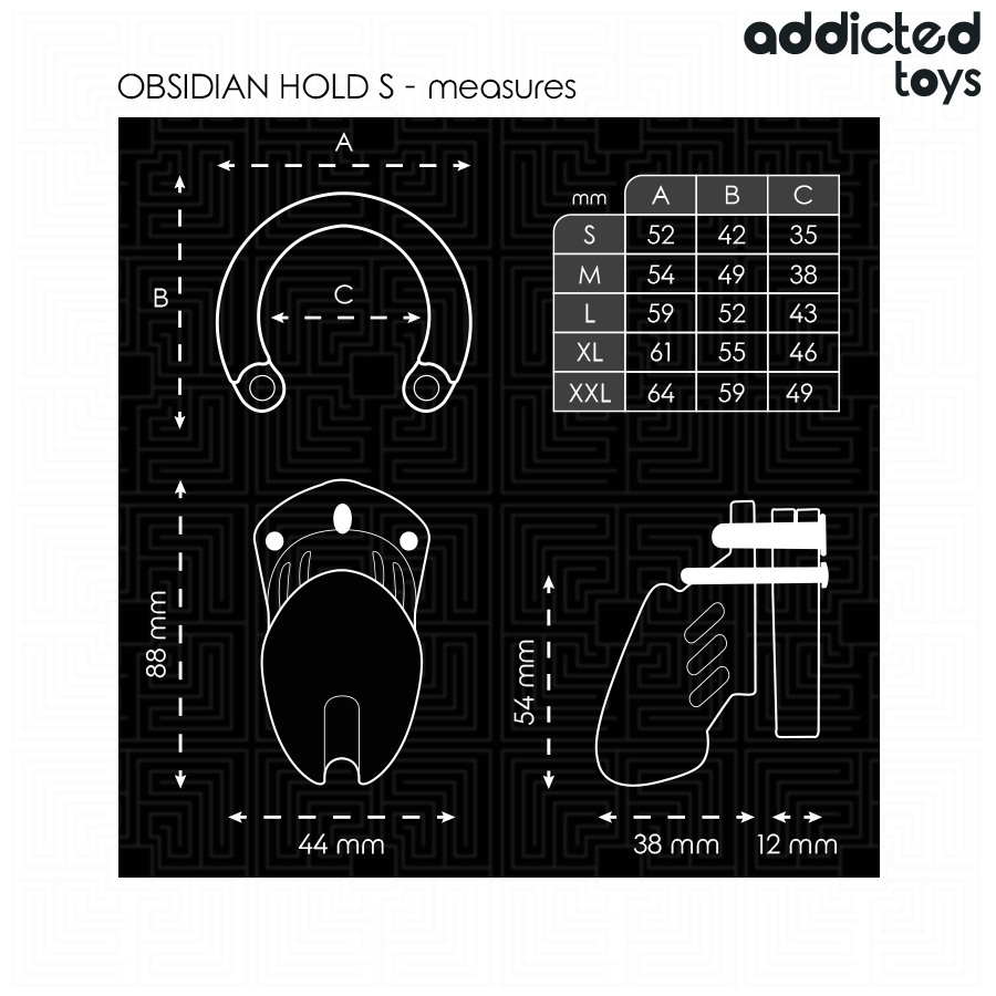 Addicted Toys Locked Obsidian Hold gabbia castità taglia S
