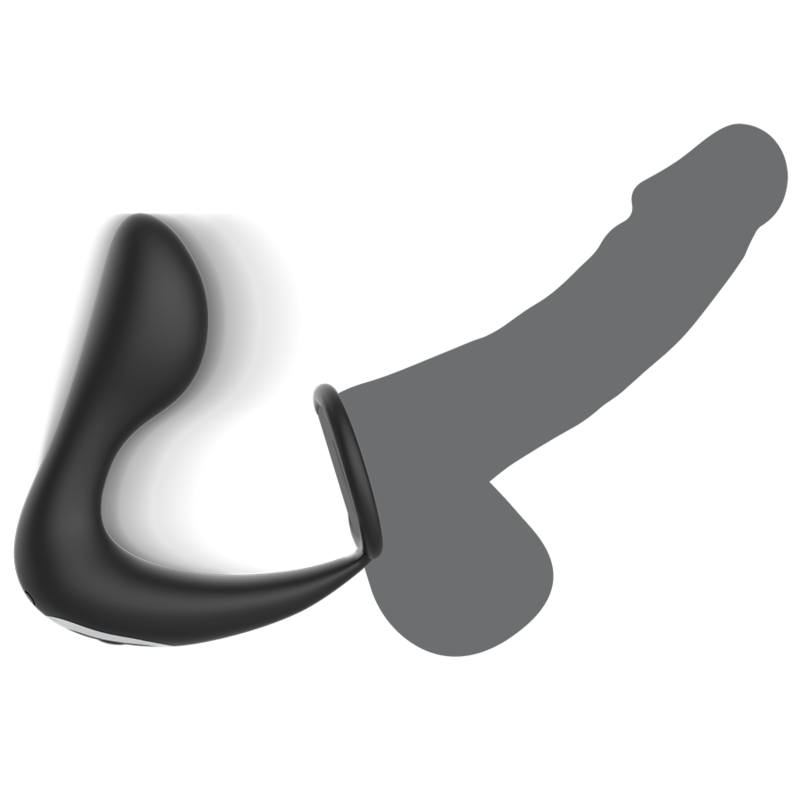 Black&Silver Anal Massage Ring anello vibrante silicone telecomando