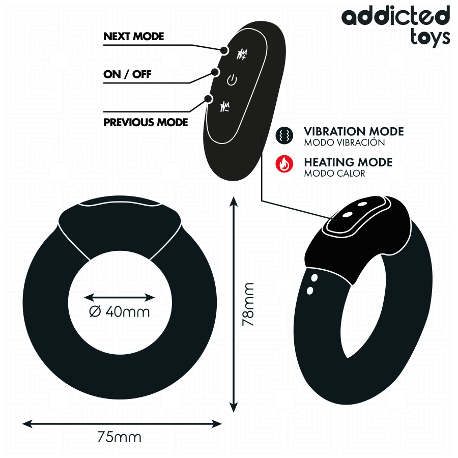 Addicted Toys anello vibrante riscaldante coppia telecomando