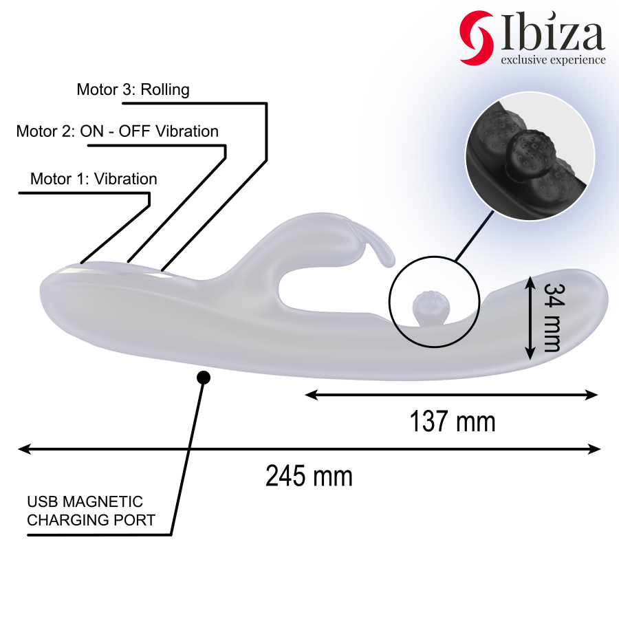 Ibiza Moving Ball vibratore con sfera mobile 3 motori
